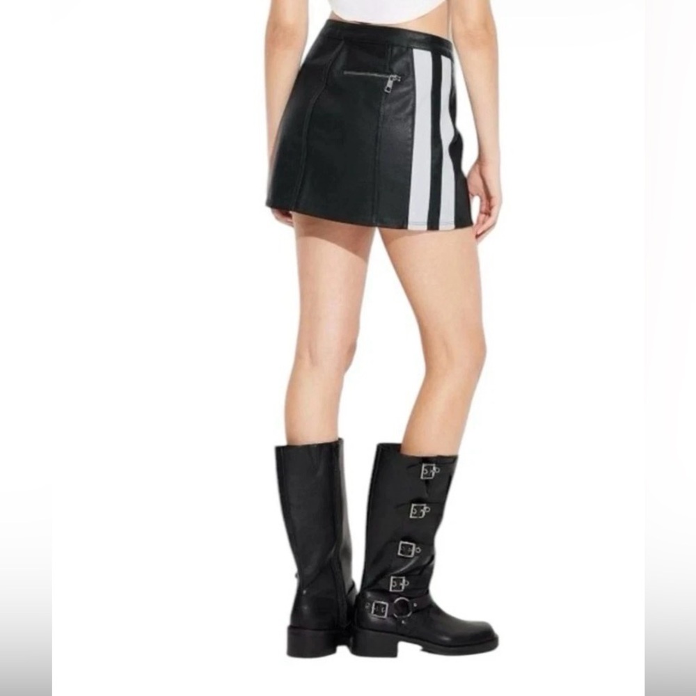 wild fable Black Mini Skirt with White Side Stripes